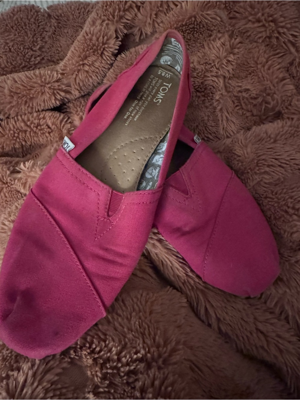 TOMS Women's Bright Pink Canvas Slip-On Moccasins